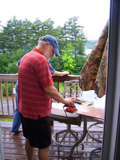 Bill Blanton Sanding Away